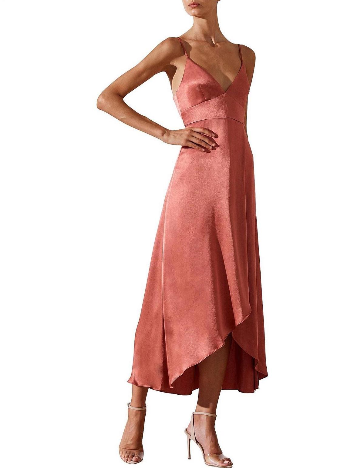 Shona Joy Giselle Cocktail Midi Dress Terracotta Size 6 photo 2