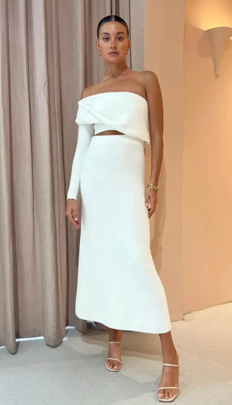 Camilla and Marc Javier Knit Cut-out Midi Dress in White Size S / AU 8 photo 3