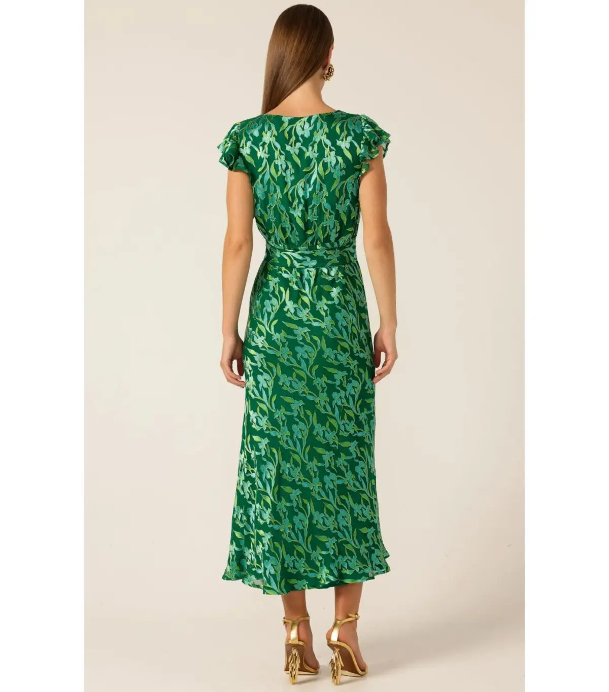 Sacha Drake Fleur De Lys Midi Dress Green Botanical Size AU 12 photo 5