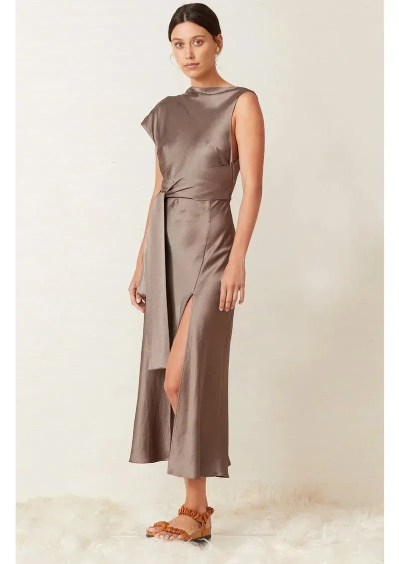 Bec & Bridge Piper Asymmetrical Midi Dress Brown Size 6 photo 2