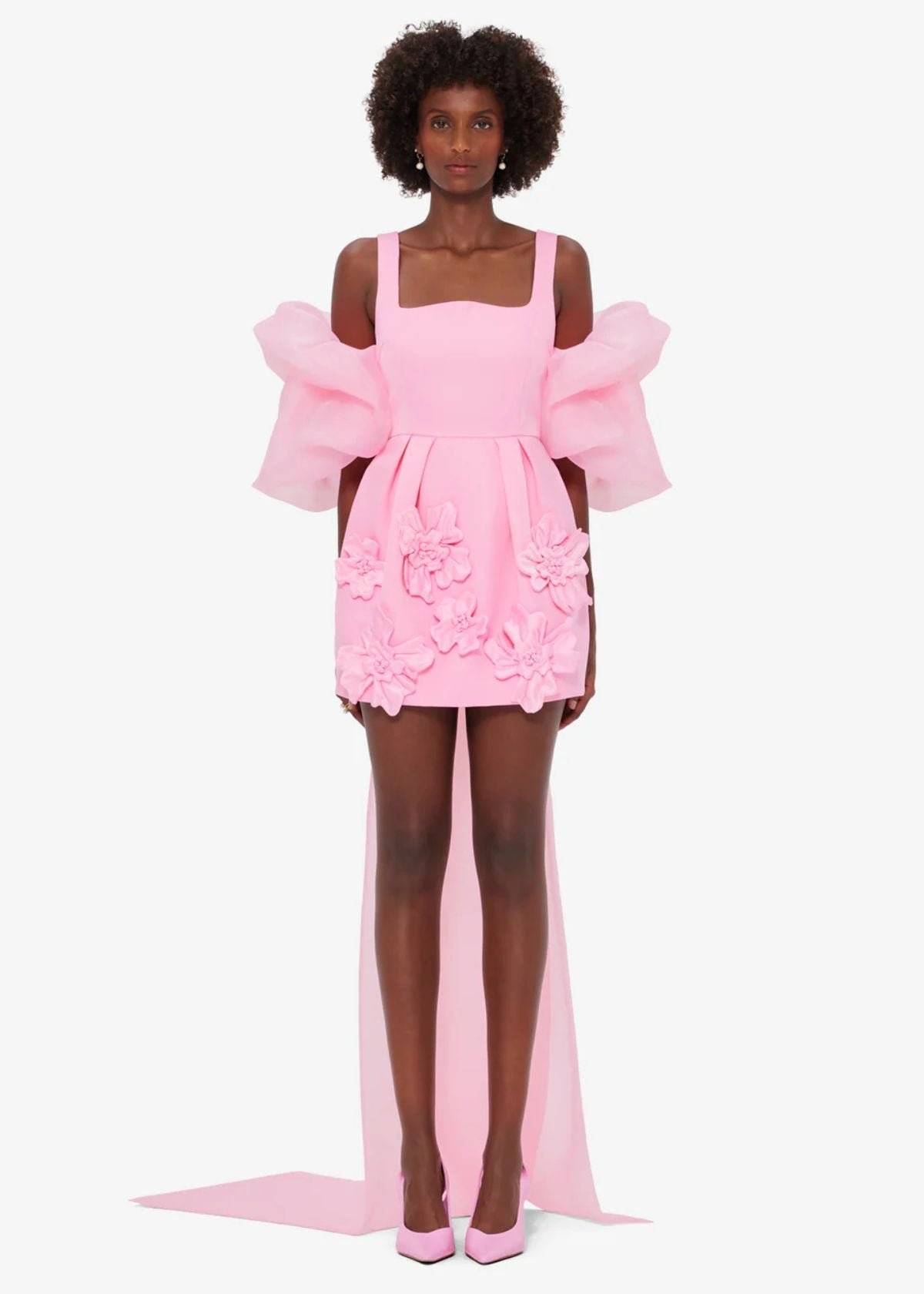 Leonora Puff Sleeve Cape in Pink photo 2