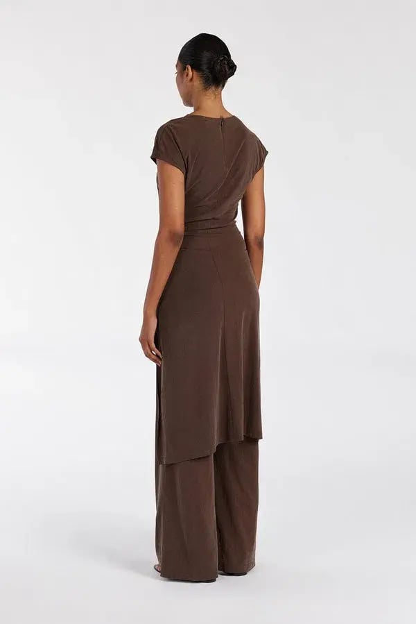 Dissh Rio Bitter Choc Draped Tunic Top & Wide Leg Modal Pant Set Brown Size 8 photo 5