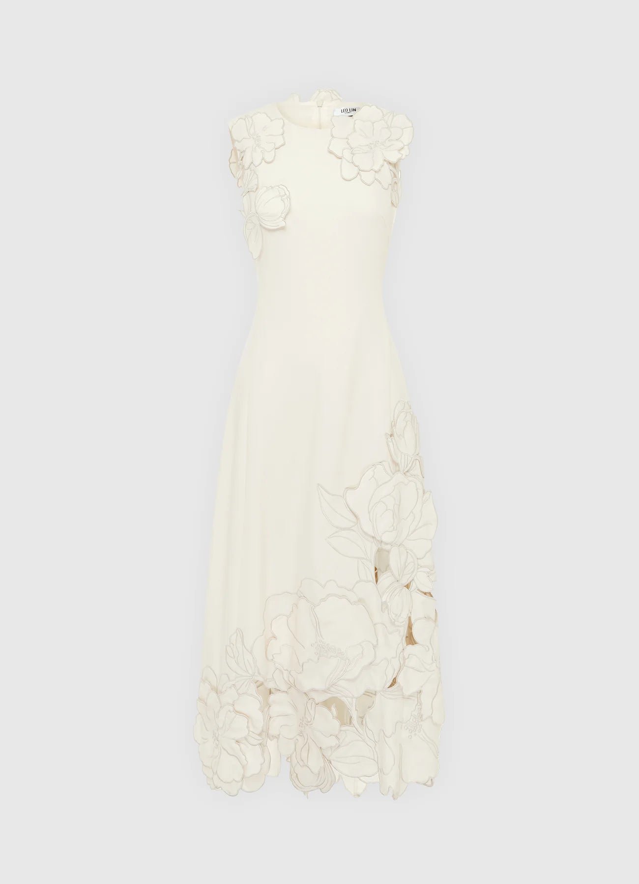 LEO LIN CHLOE APPLIQUÉ SLEEVELESS MIDI DRESS - VANILLA photo 8