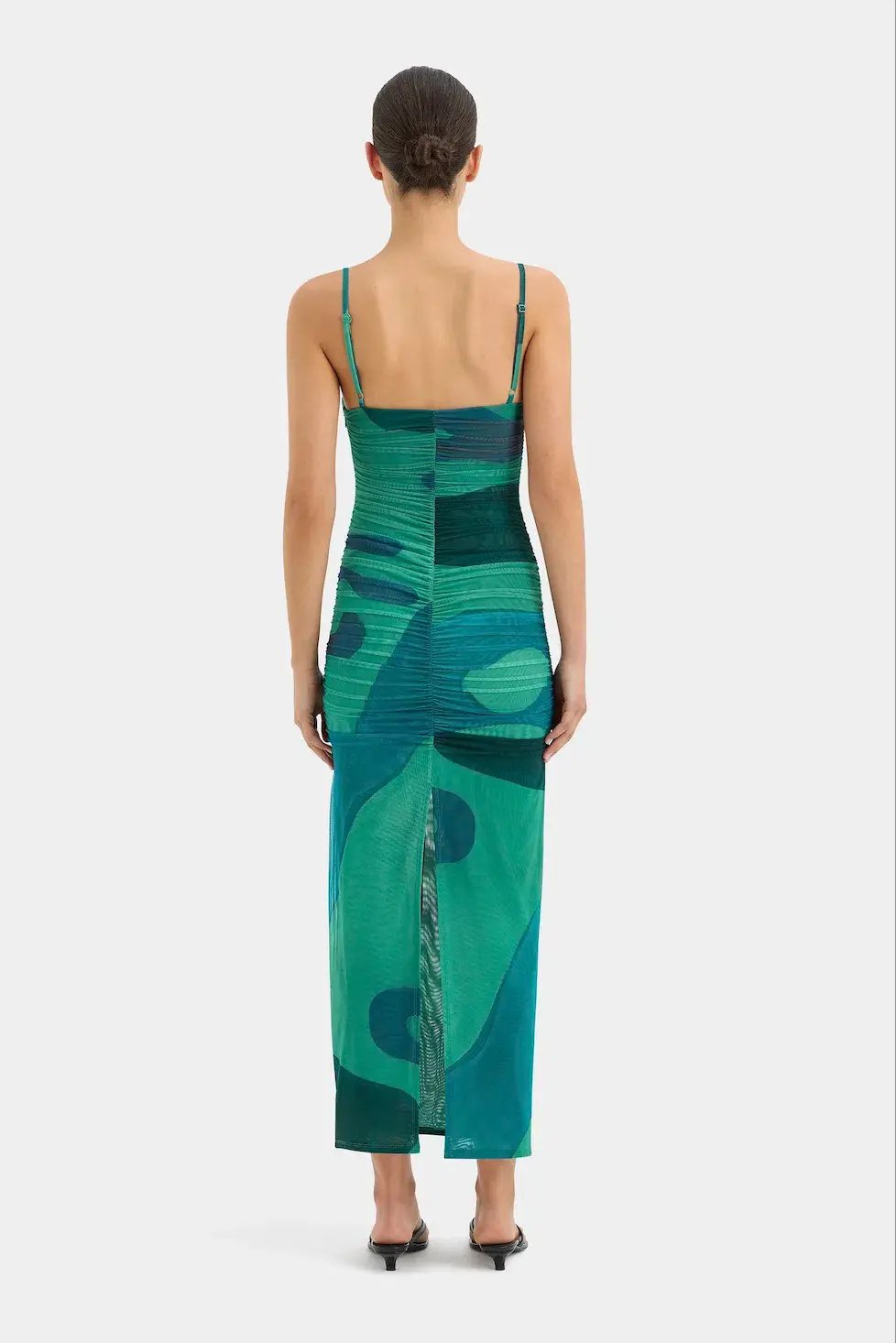 Sir the Label Frankie Gathered Midi Dress Emerald Reflection Size 10 photo 3