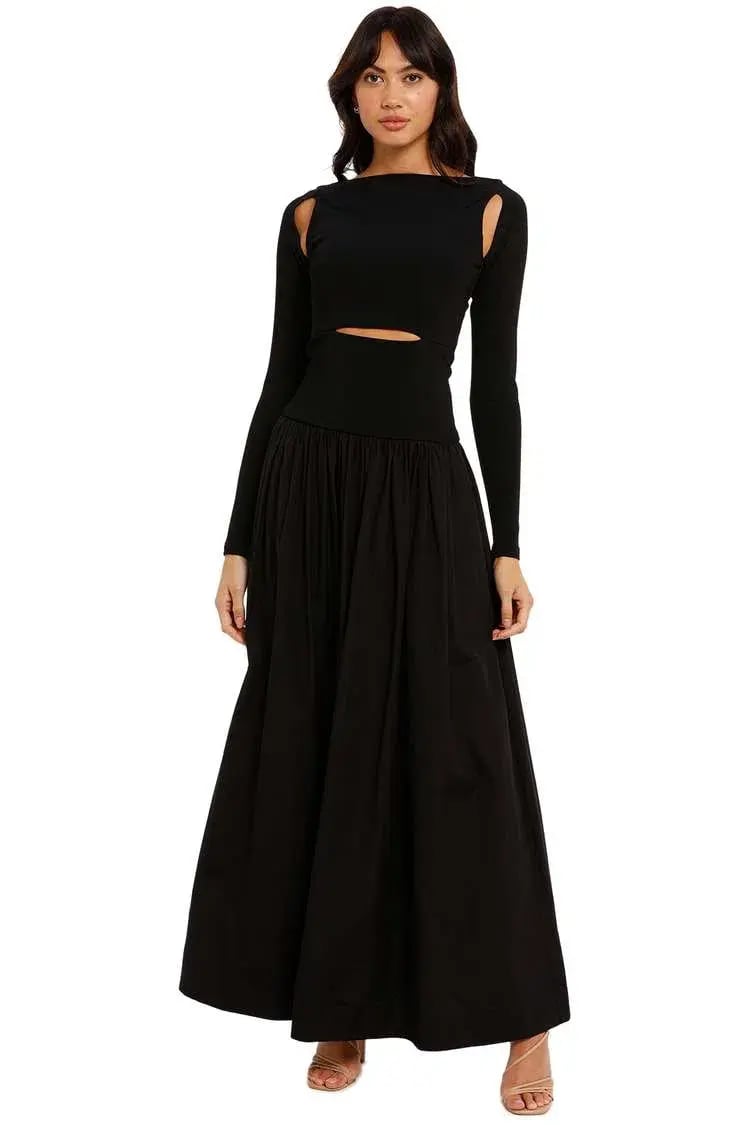 Esse Knit Cotton Split Maxi Dress Black Size 12 photo 4