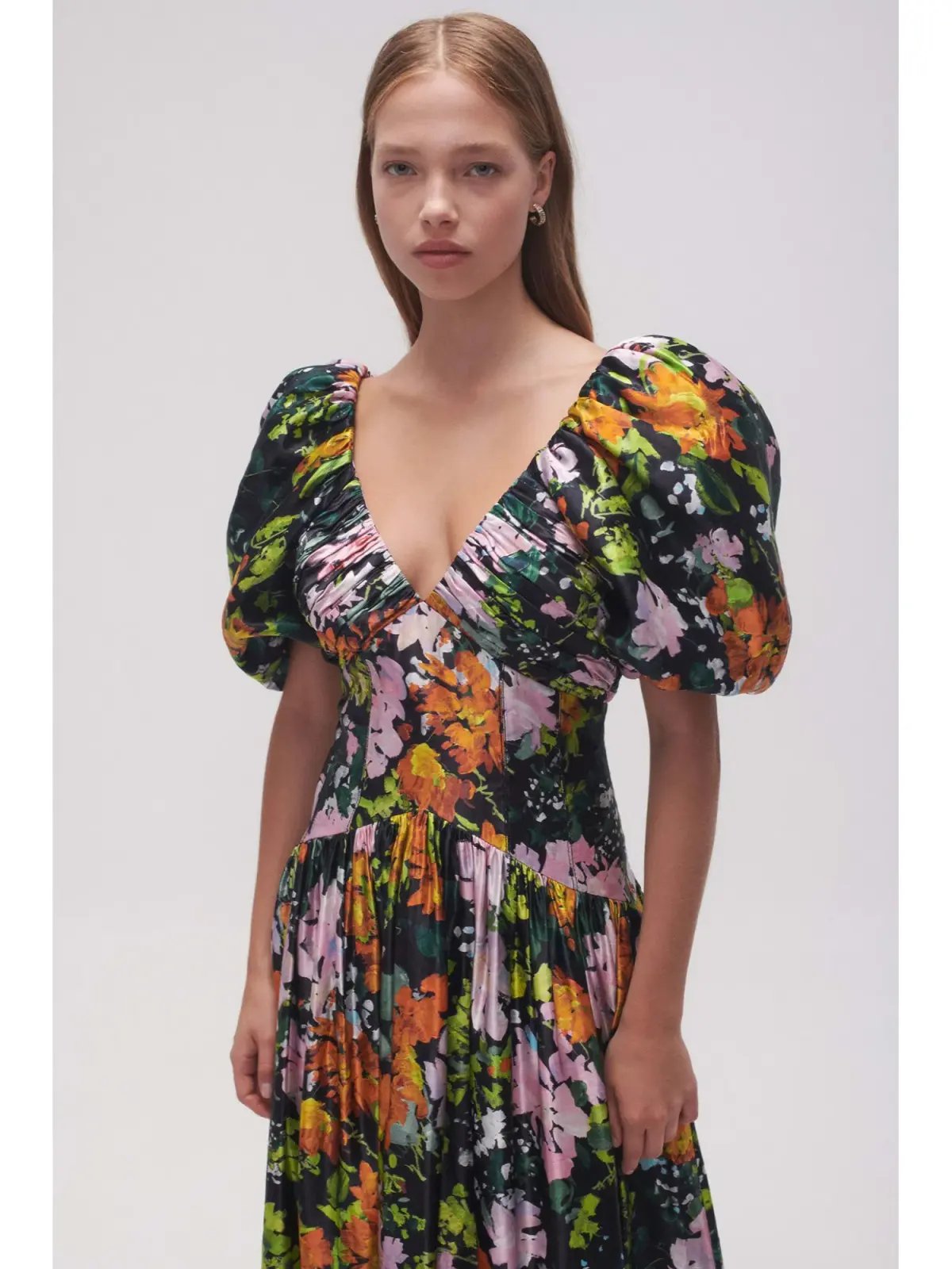 Aje Gabrielle Plunge Midi Dress Midnight Floral Size AU 8 photo 2