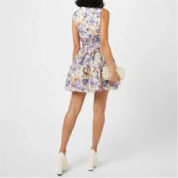 Zimmermann Tama V Neck Mini Dress in Floral Size 2 / AU 12 photo 3