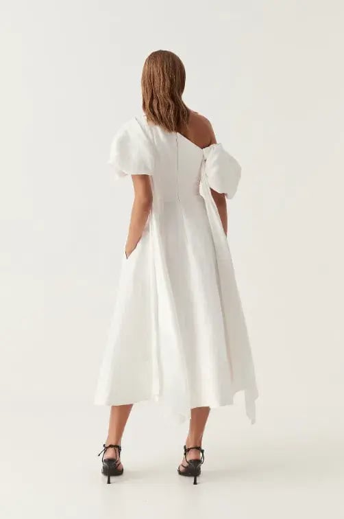 AJE Arista Tulip Sleeve Midi Dress White Size 10 photo 2
