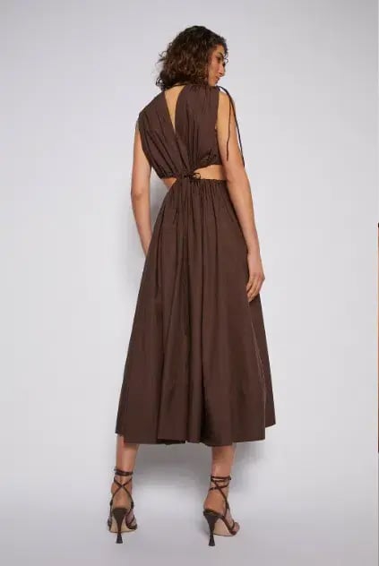 Scanlan Theodore Cotton Drawcord Dress Brown Size 8 photo 3