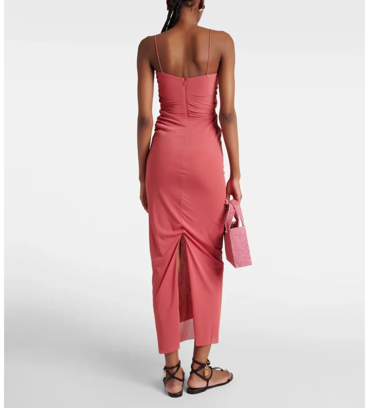 Christopher Esber Molded Venus Cutout Mesh Maxi Dress in Cayenne/Rose Size AU 6 photo 4