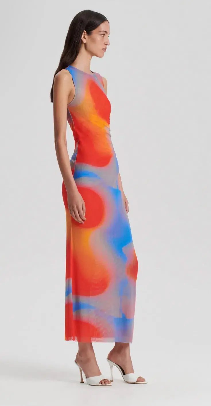 Scanlan Theodore Watercolour Dress Blue/Red Multi Size 8 photo 2
