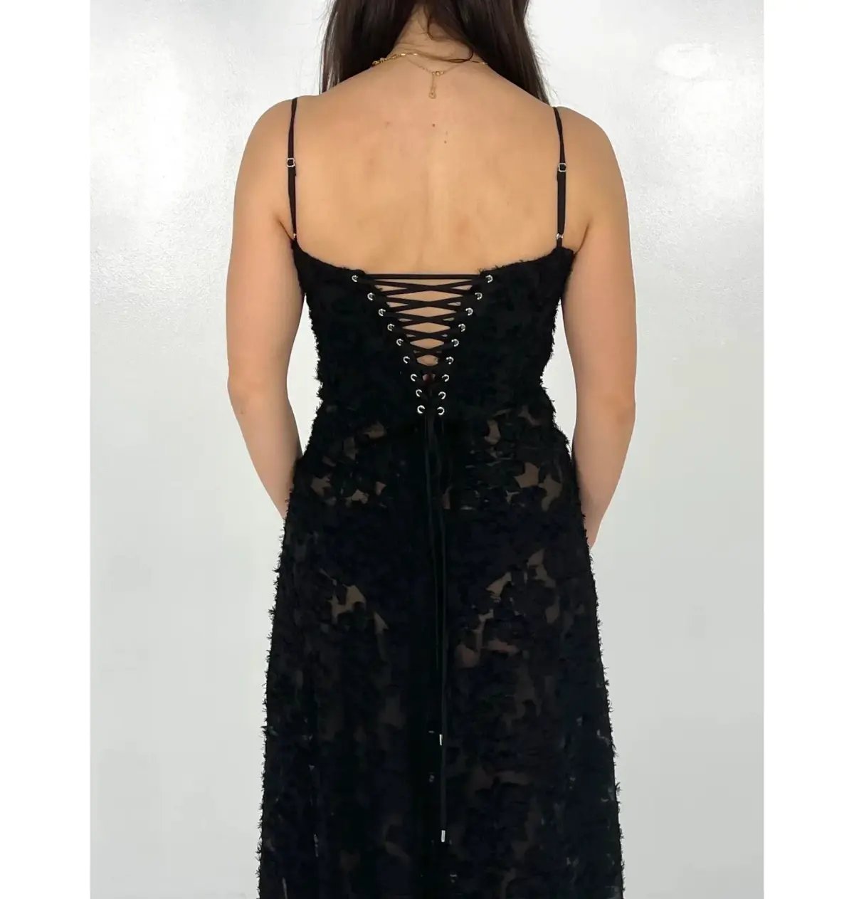House of CB Seren Floral Lace Back Maxi Dress Black Size S/AU 8 photo 4