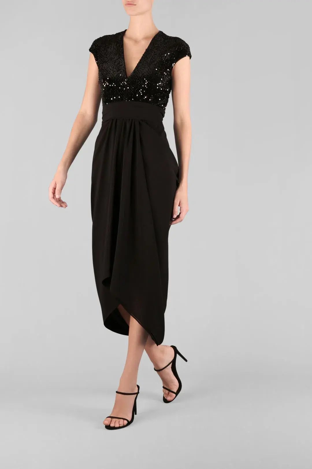 Carla Zampatti  Je T'aime Waterfall Dress Black Size 8 photo 2