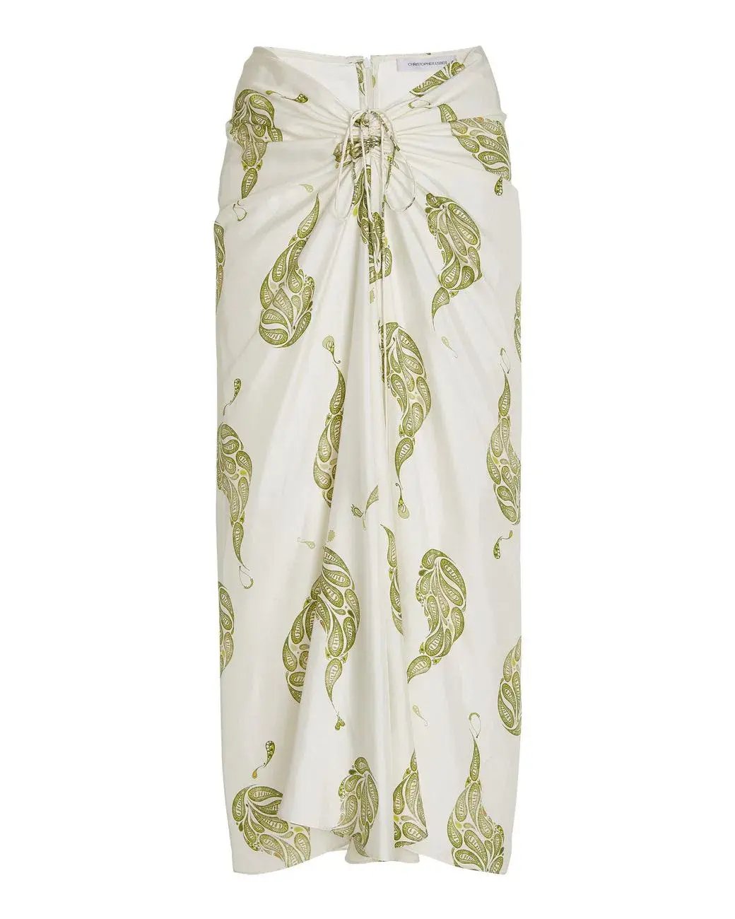 Christopher Esber Ruched Paisley Silk Maxi Skirt in Green Size 8 photo 5