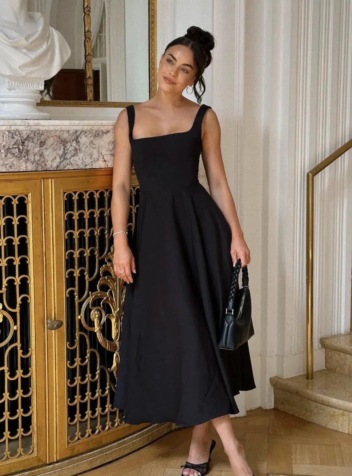 Odd Muse Ultimate Muse High Waist Square Neck Midi Dress Black Size AU 10 photo 7