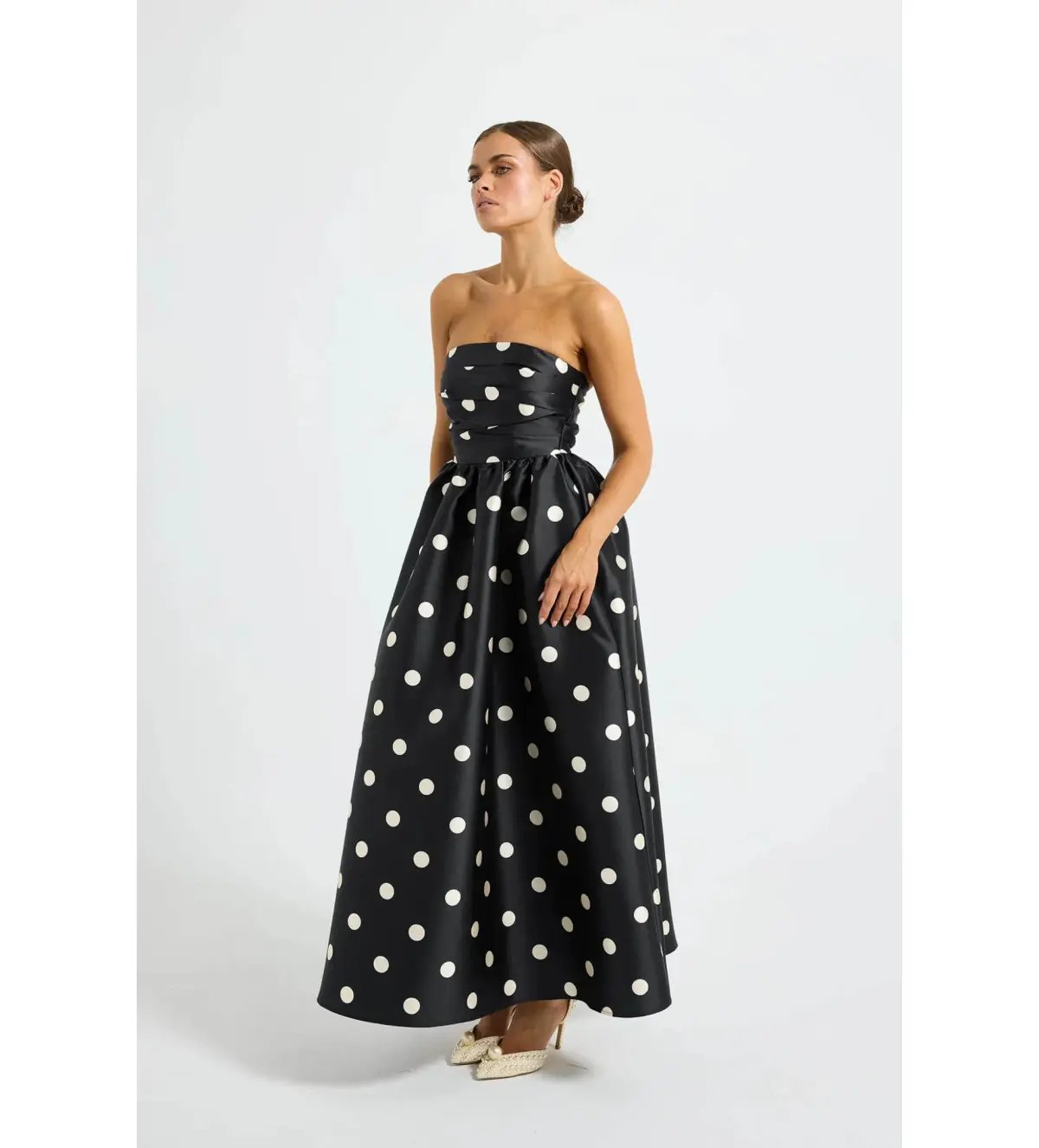 Pasduchas Dottie Strapless Midi Dress Black/Cream Size AU 10 photo 2