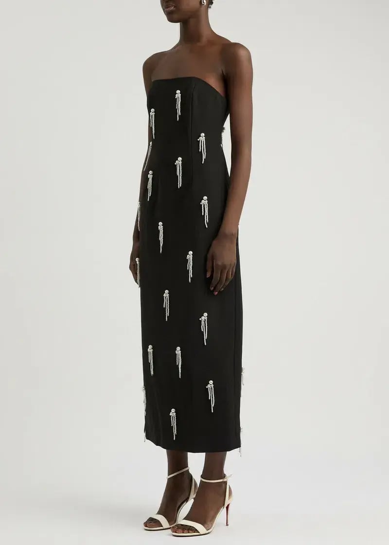 Odd Muse The Ultimate Muse Strapless Pearl-embellished Midi Dress Black Size AU 10 photo 8