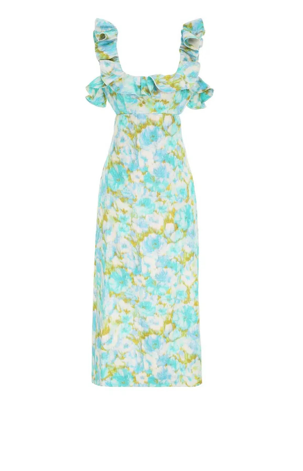Zimmermann High Tide Frilled Midi Dress Floral Green Size 4 /AU 16 photo 3