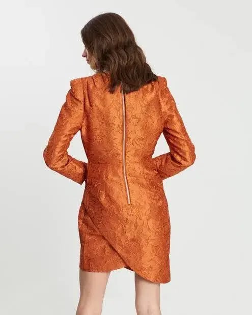 Mossman Burnt Orange Tea Leaves Mini Dress Size 8 photo 2