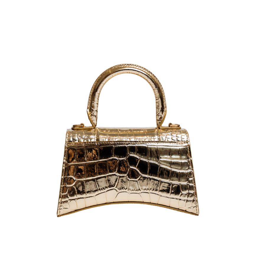 Balenciaga Gold Hourglass Croc Embossed Xs photo 4