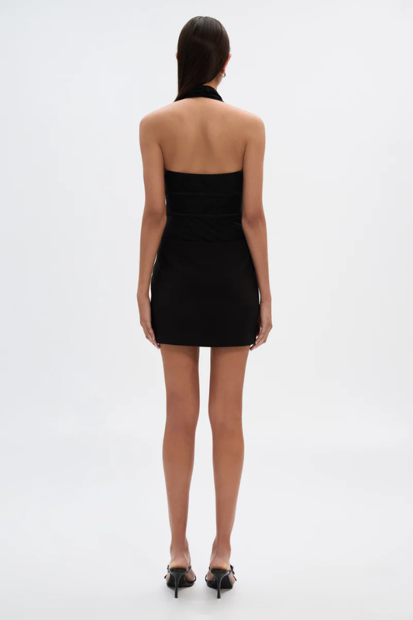 MISHA CELINE TWILL MINI DRESS - BLACK photo 3