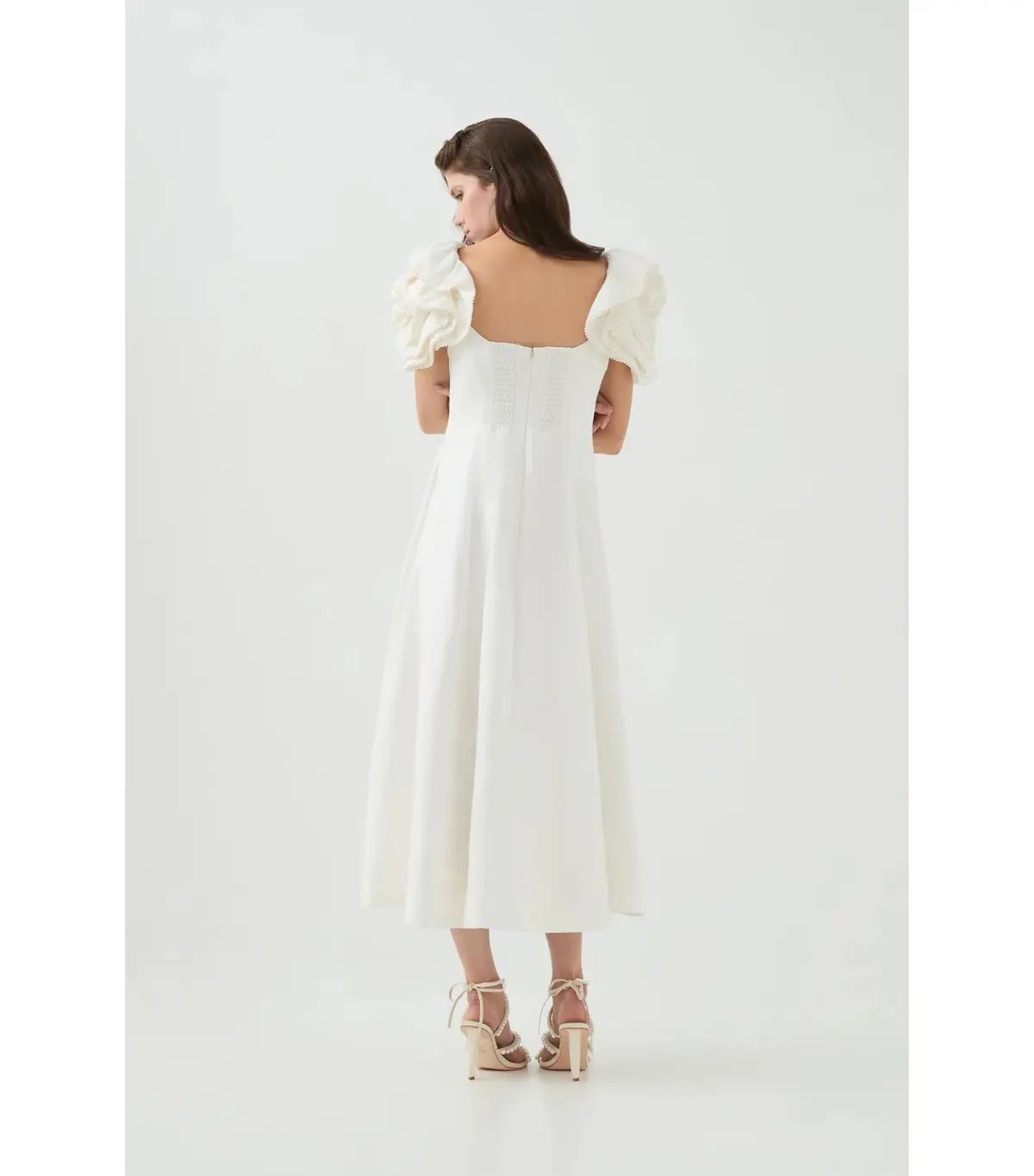 Aje Twyla Midi Dress Ivory Size AU 8 photo 5