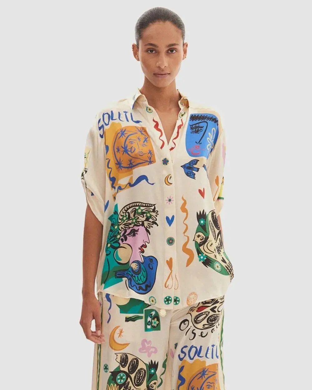 Alemais Soleil Oversized Shirt Size 8 and Pants Size 6 Set Multi photo 4