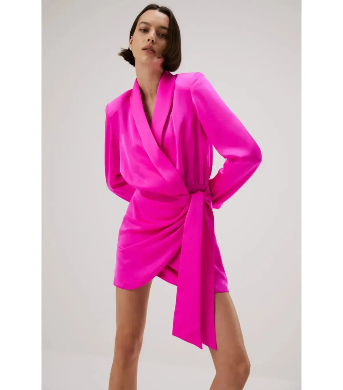 Misha Azera Satin Mini Dress in Hot Pink Size 6/XS photo 3