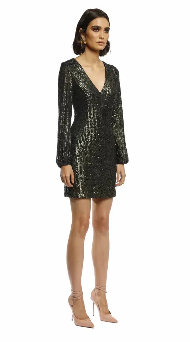 Pasduchas Spangle Sequin Mini Dress in Gunmetal Size 14 photo 2