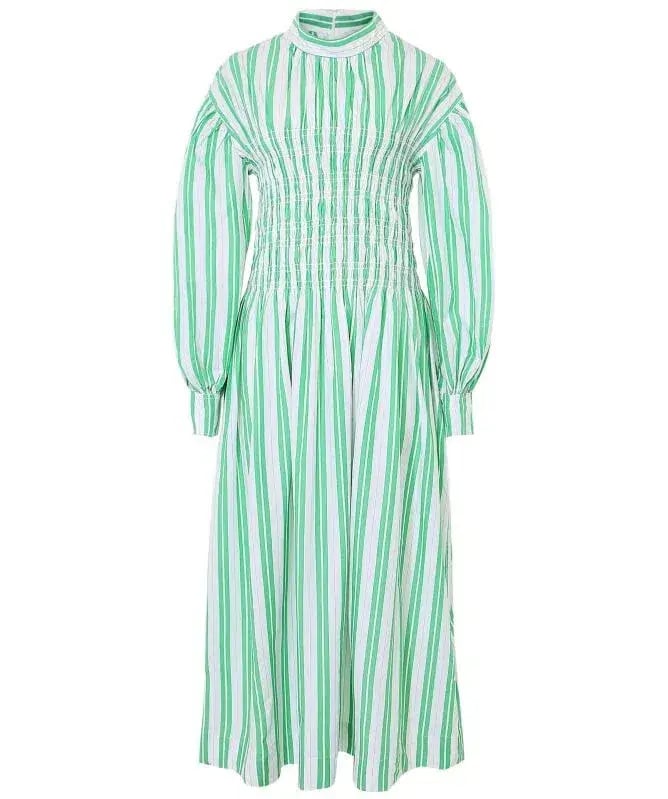 Ganni Stripe Midi Dress Green Size AU 8 photo 3