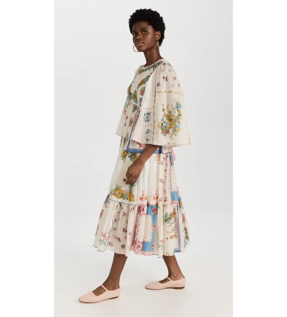 Zimmermann Clover Patched Midi Dress Multi Floral Size 1 AU 10 photo 4
