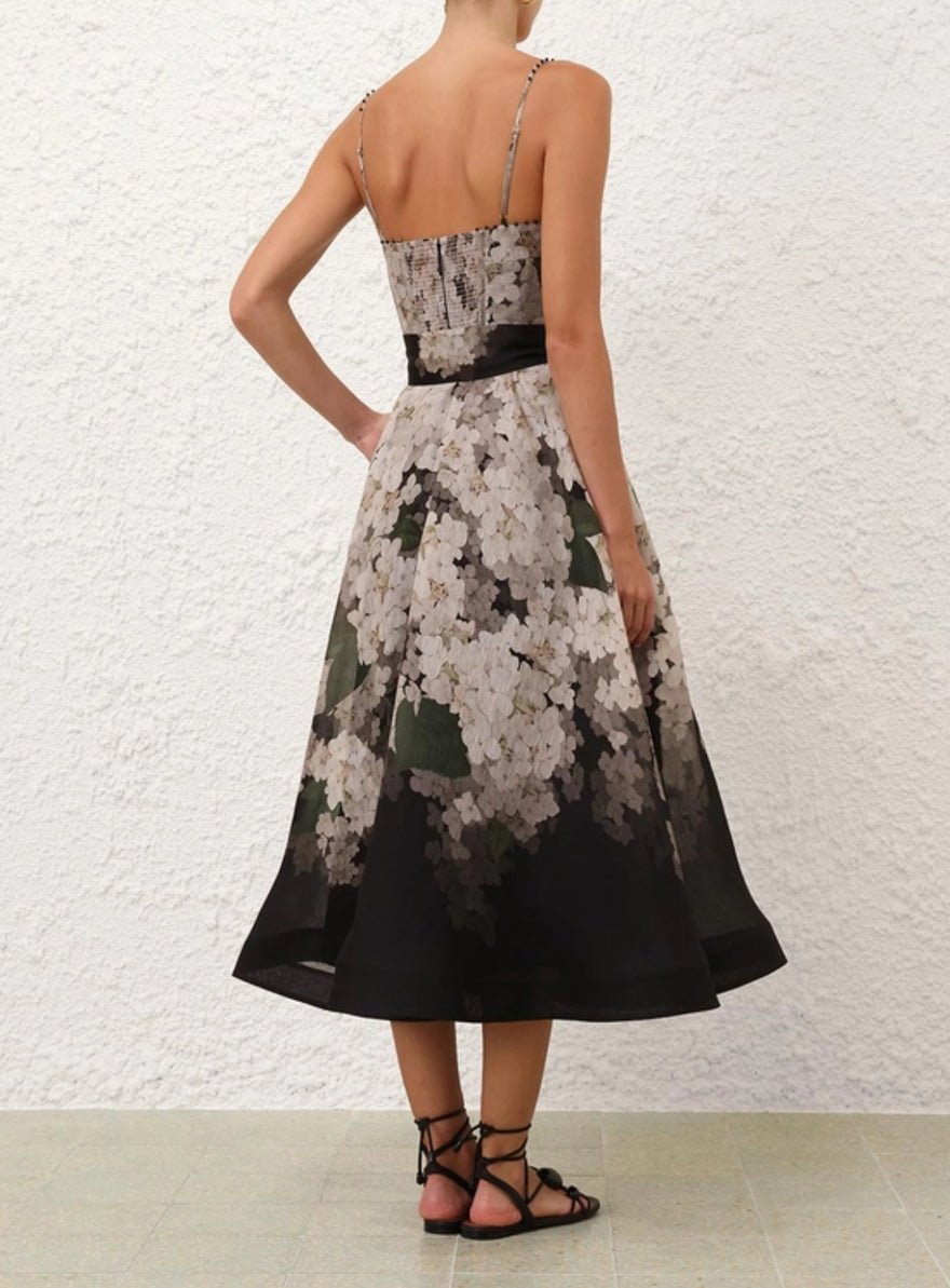 Zimmermann Balance Picnic Dress In Black Hydrangea photo 4