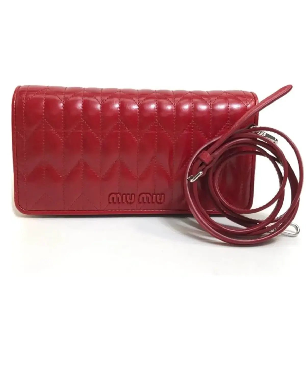 Miu Miu Matelasse Flap Clutch with removable strap Red photo 5