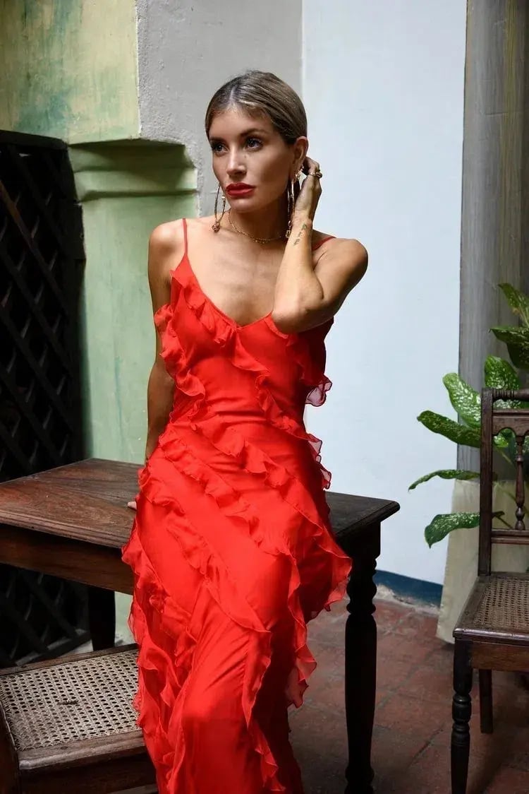 Rat & Boa Cecelia Dress Red Maxi Dress Red Size S/AU 8 photo 4