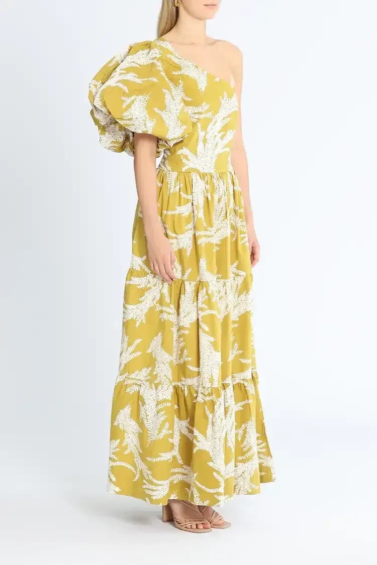 SWF  Puff Sleeve Maxi Dress Print Size 8 photo 2