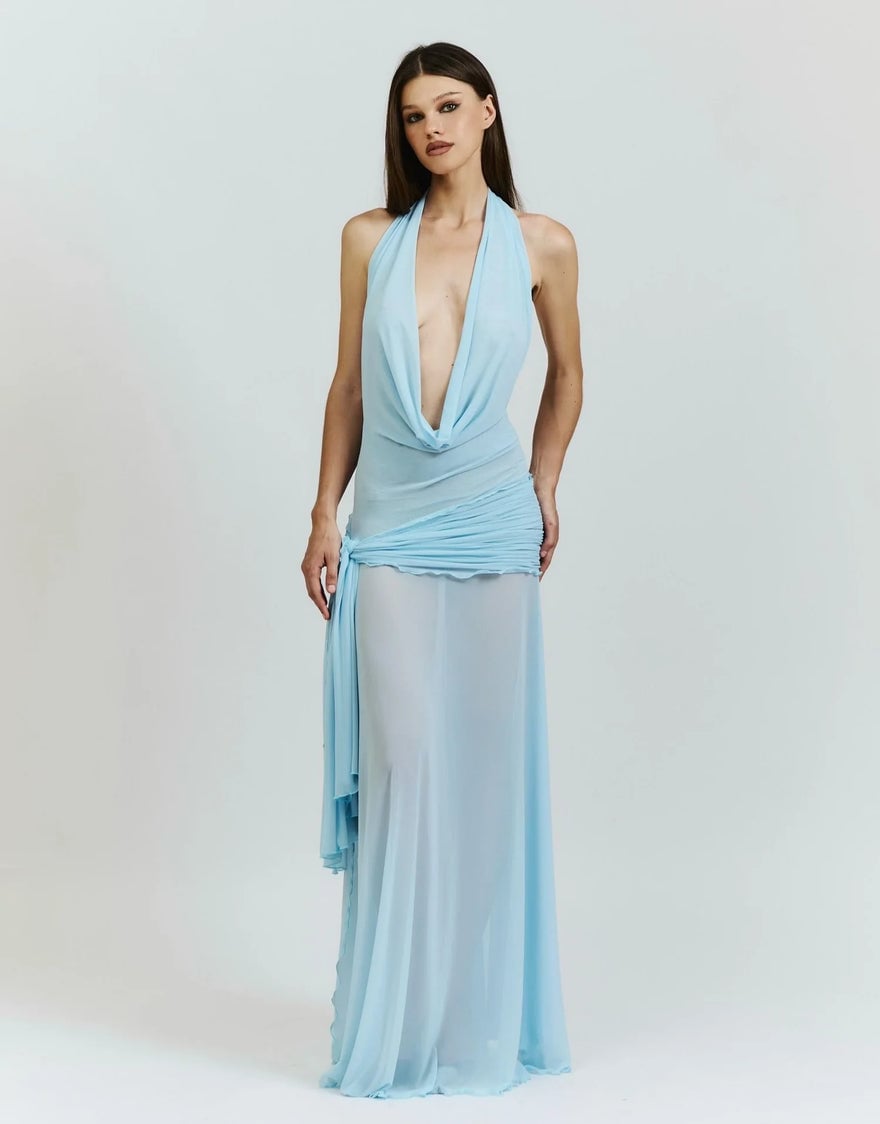 Cherie Attire Evelyn Halter maxi Dress - Blue photo 4