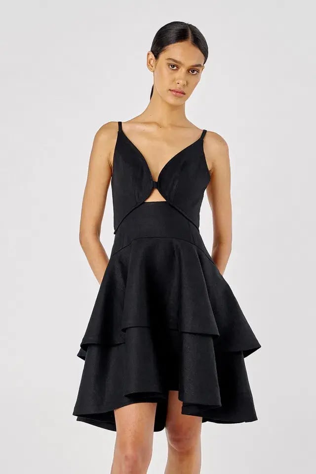 Oroton Tiered Bodice Dress Black Size 8 photo 4