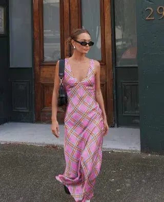 Steele Eadie Maxi Dress in Pink Check Size S / AU 8 photo 5