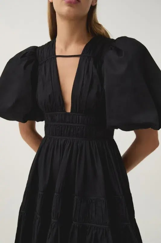 Aje Fallingwater Ruched Midi Dress in Black Size AU 16 photo 2