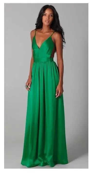 One by Contrarian Babbs Bib Maxi Dress Green Size 6 photo 4