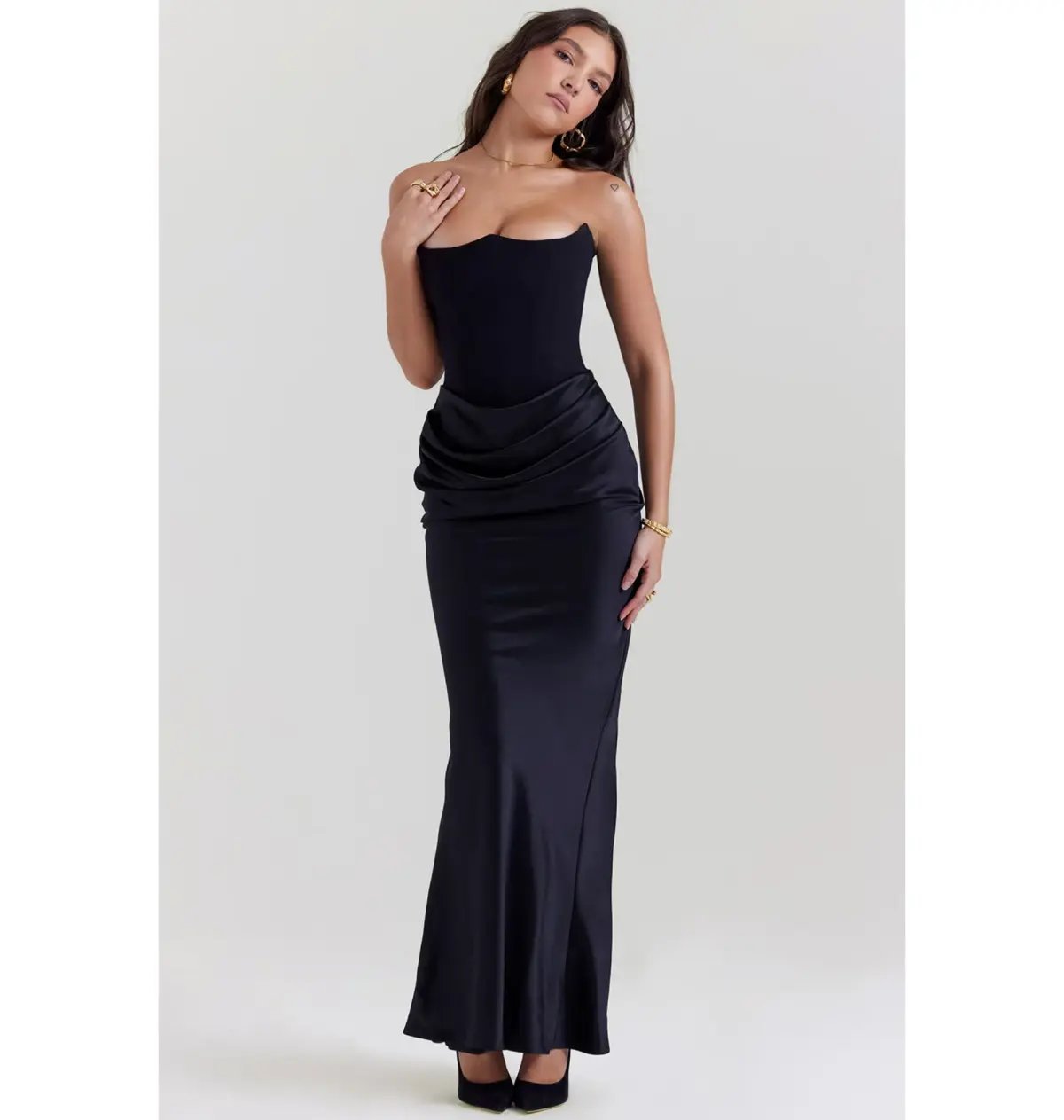 House of CB Persephone Strapless Corset Dress Black Size AU 14 photo 2