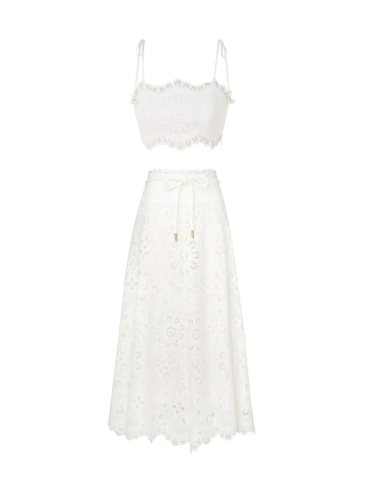 Zimmermann Ottie Embroidered Bodice & Flared Skirt Set Ivory Size 1 / AU 10 photo 4