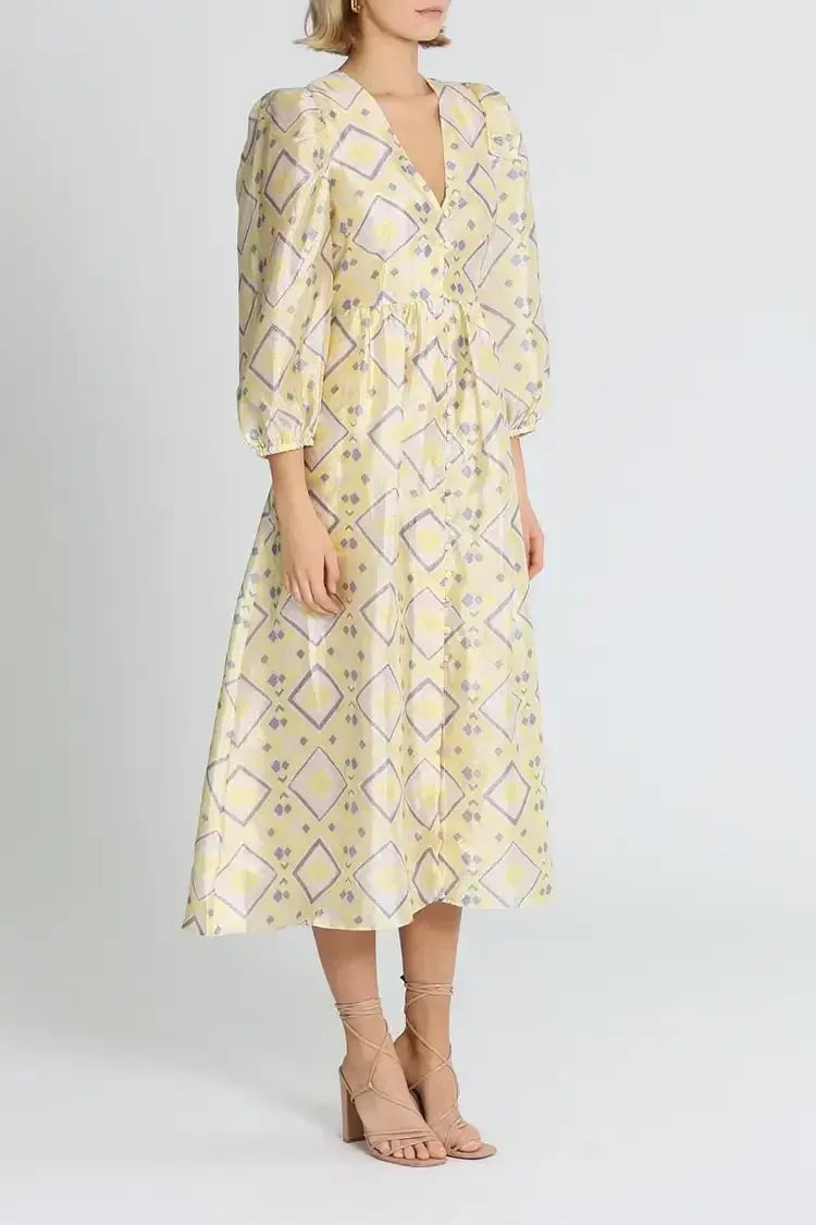 Baum Und Pferdgarten Asana Midi Dress in Yellow Size 10 photo 2