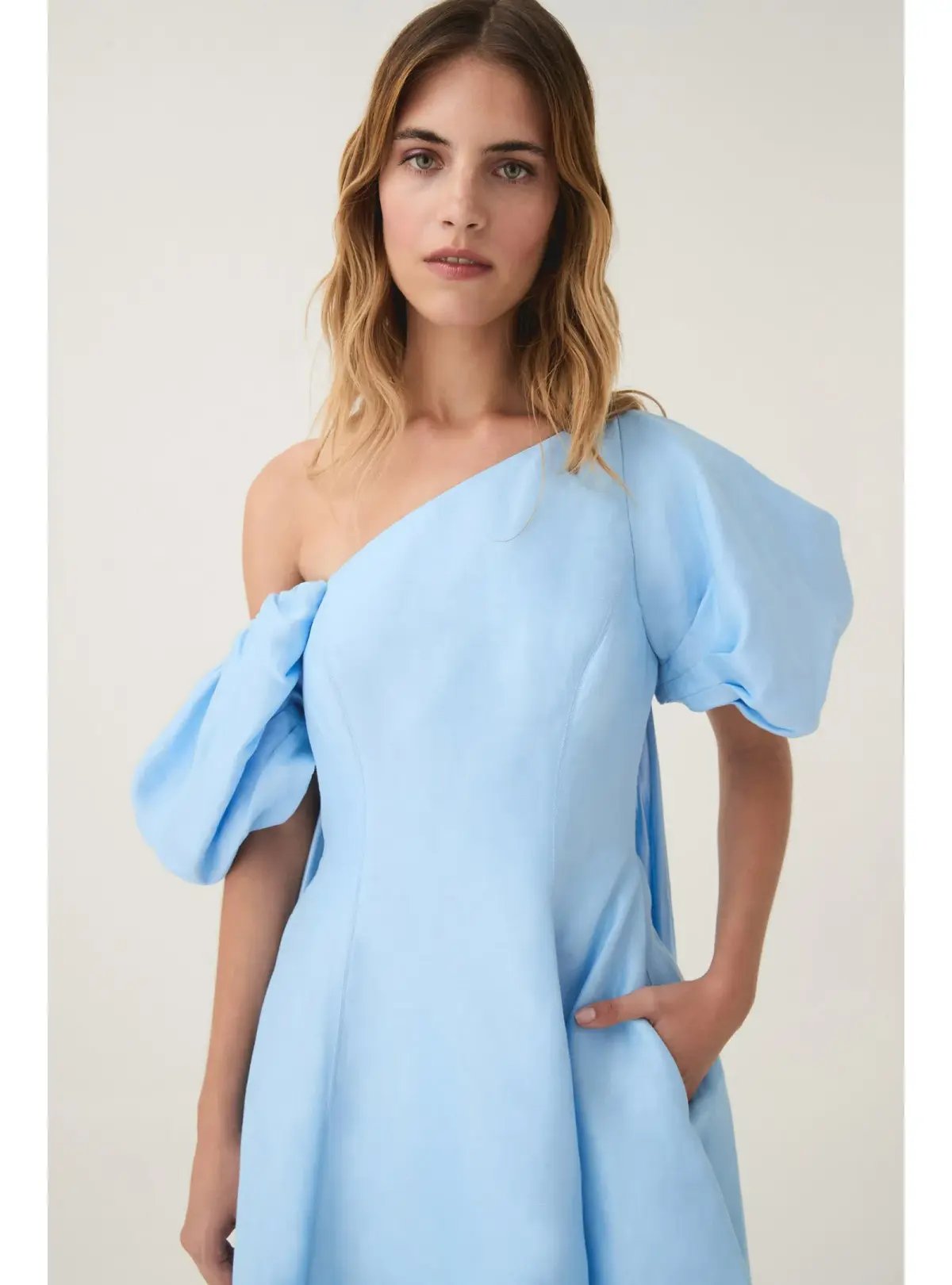 Aje Arista Tulip Sleeve Mini Dress Powder Blue Size AU 6 photo 3