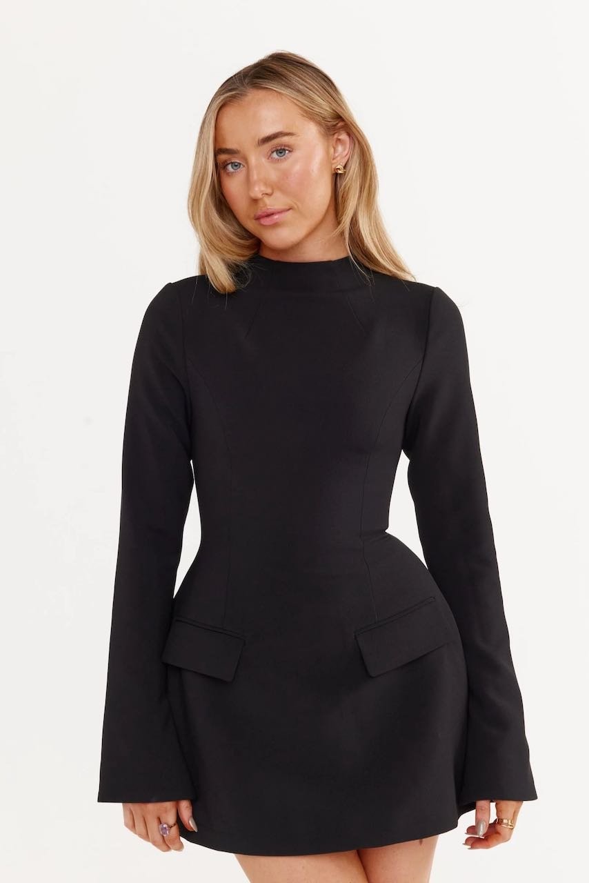 ODD MUSE THE ULTIMATE MUSE SPLIT SLEEVE MINI DRESS - BLACK photo 5