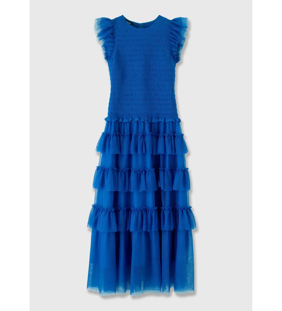 ME+EM Ethereal Tulle Shirred Midi Dress Electric Blue Size AU 8 photo 9