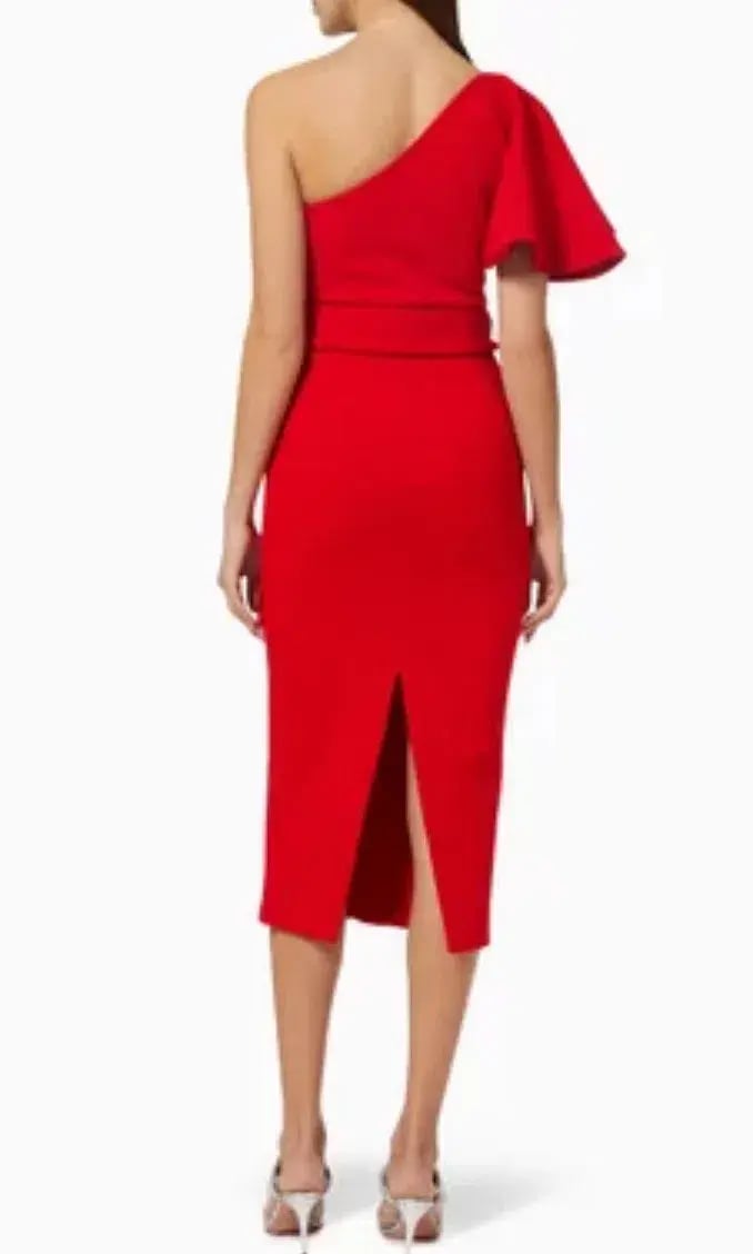 Mossman Release Me Midi Dress -  AU 12 - Red One Shoulder - New with Tags photo 3