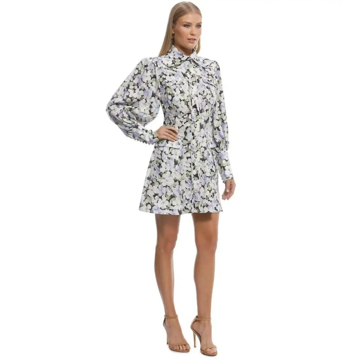 Zimmermann Ninety Six Short Shirt Dress Dark Pansy Size 2 / Au 12 photo 2