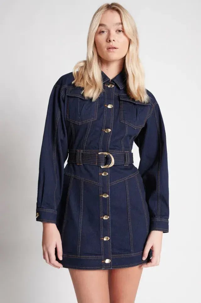 Aje Philia Belted Denim Mini Dress Blue Size 6 photo 2