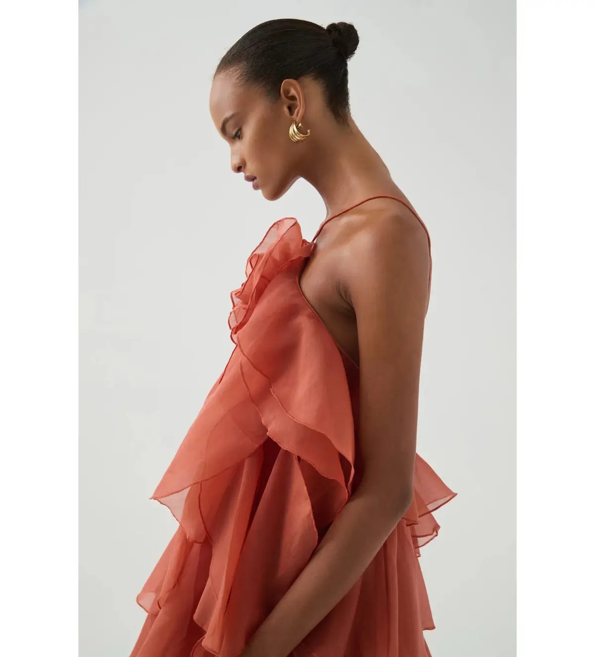 Aje Pandorea Layered Maxi Dress Coral Clay Size AU 14 photo 2